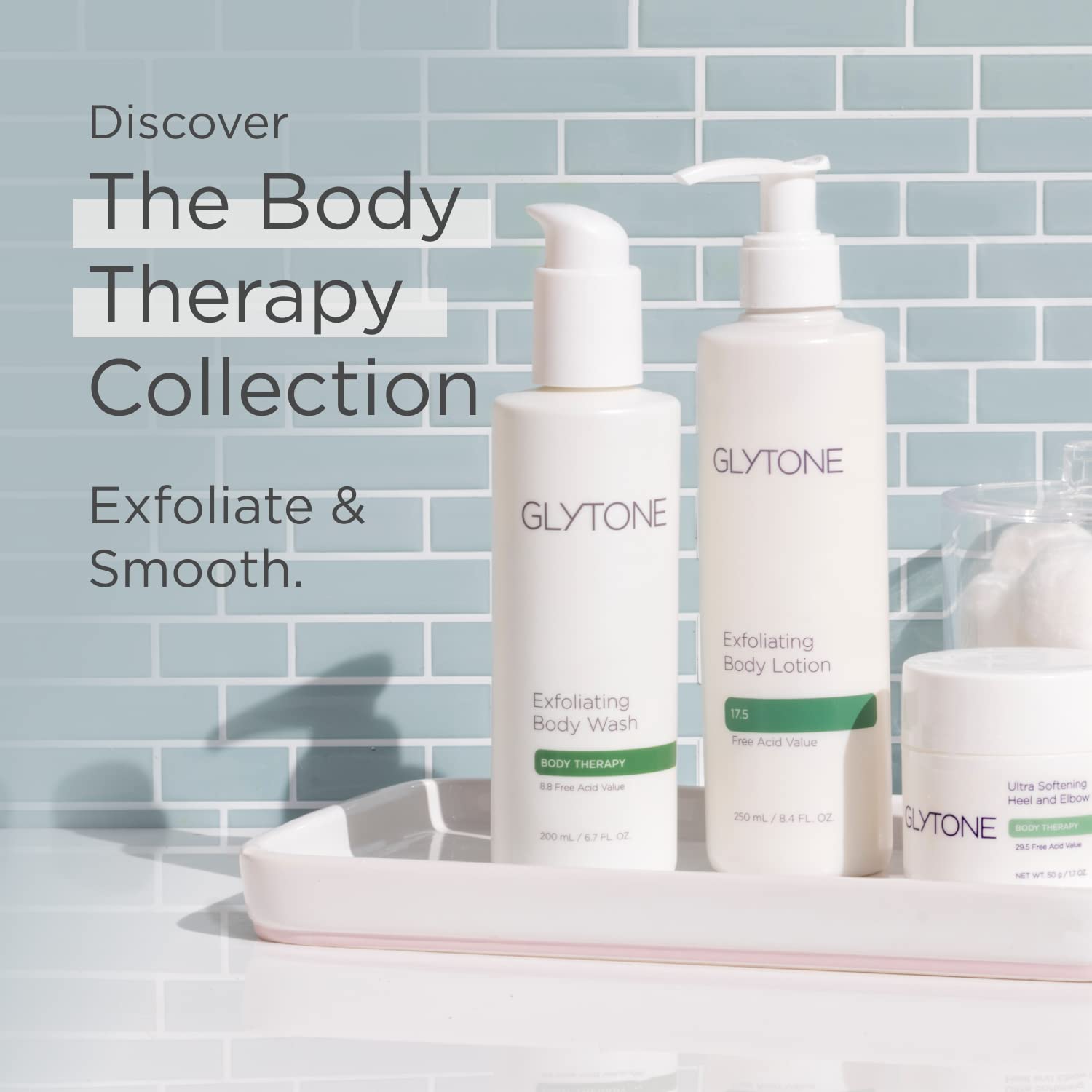 GLYTONE before and after skin texture comparison showing smoother results