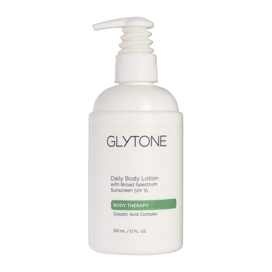 GLYTONE front packaging 12 oz shows clean branding and SPF benefit