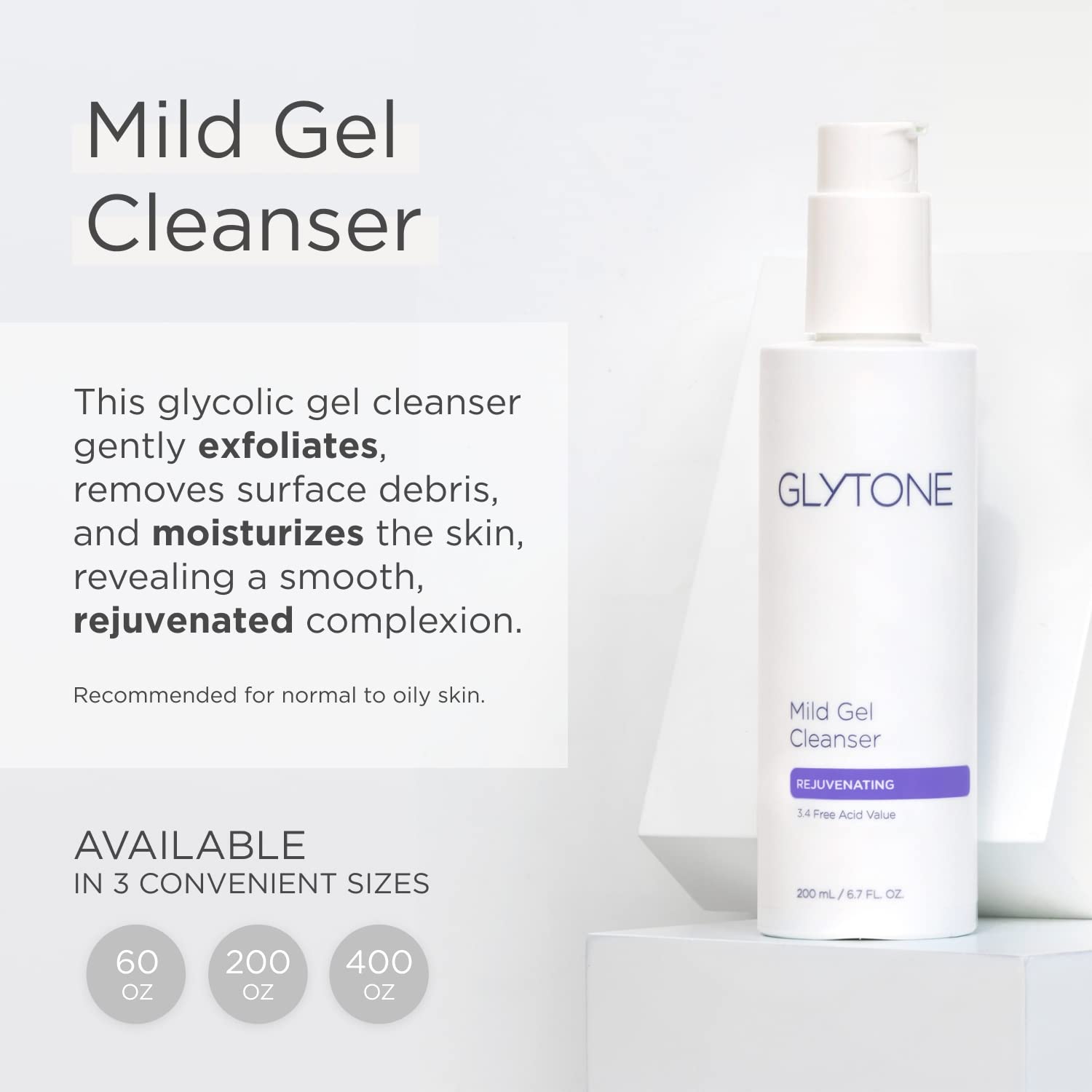 GLYTONE pump dispensing creamy texture, demonstrates smooth spreadability benefit