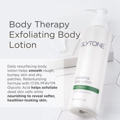 GLYTONE pump dispensing lotion texture, illustrating smooth spreadability