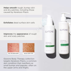GLYTONE bottle next to measuring items to show 8.4 fl oz scale
