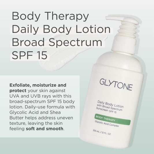 GLYTONE lotion texture close-up highlights smooth moisturizing finish