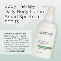 GLYTONE lotion texture close-up highlights smooth moisturizing finish