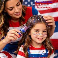 Go Ho applying glitter on cheek under eye for instant patriotism