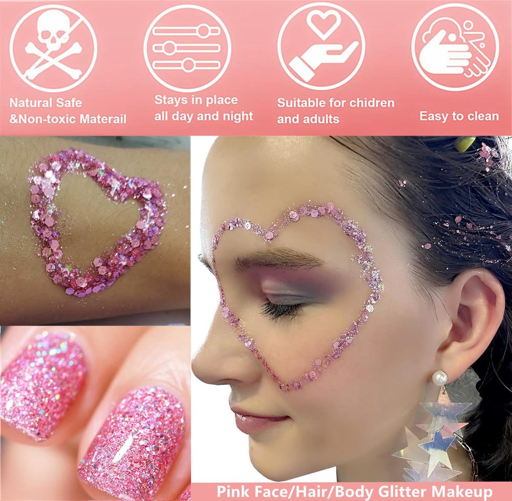 Go Ho applied on cheek closeup, highlights reflective festival shimmer
