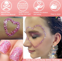 Go Ho applied on cheek closeup, highlights reflective festival shimmer