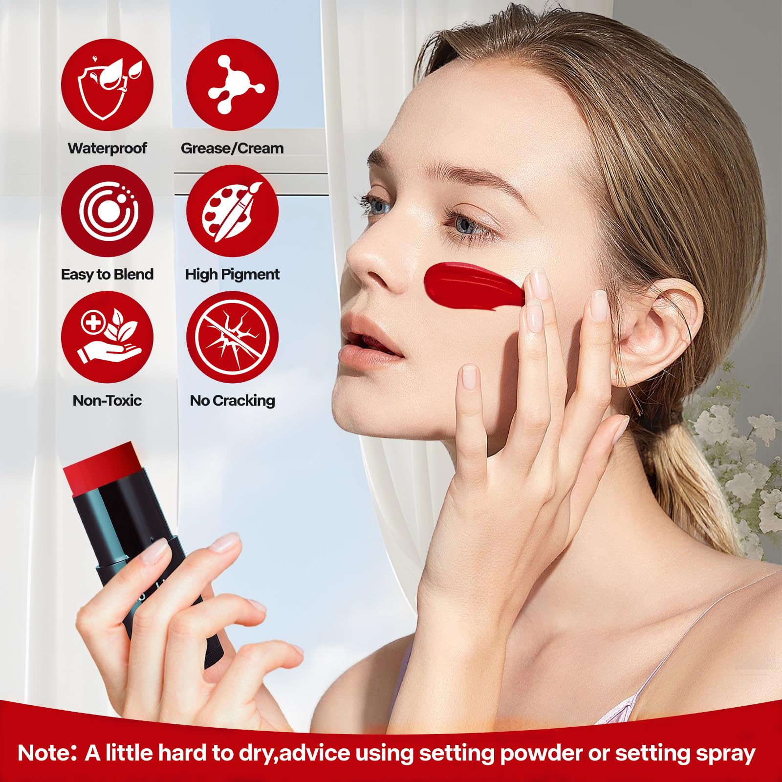 Go Ho blended cheek makeup illustrating even coverage and vibrant finish
