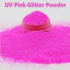 Go Ho close-up of extra-fine pink glitter texture, shows smooth sparkle finish