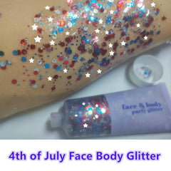 Go Ho close-up of red, blue, silver hex and white star sequin texture for bold shine