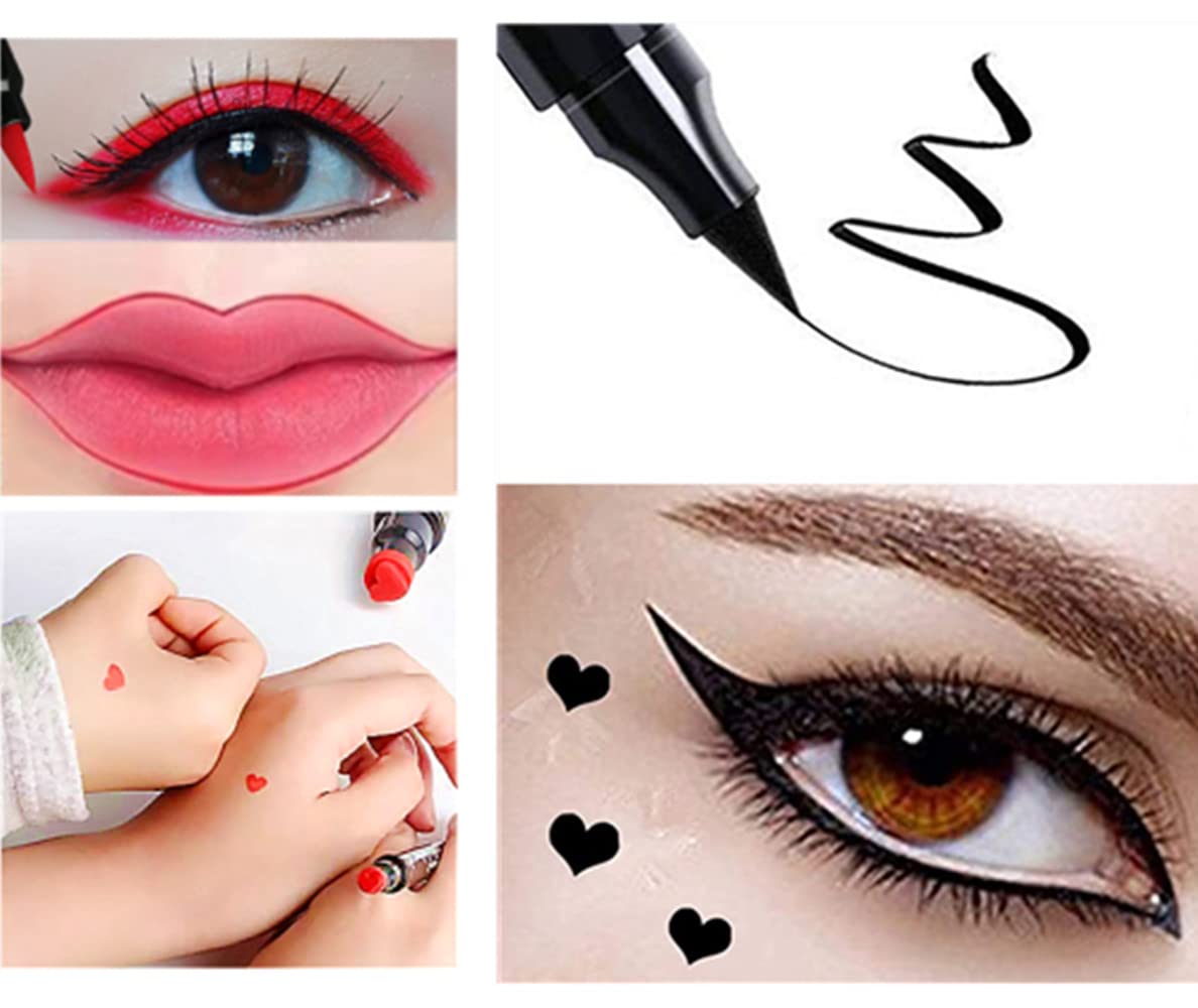 Go Ho eyeliner applied on model giving a defined wing and stamped heart accent