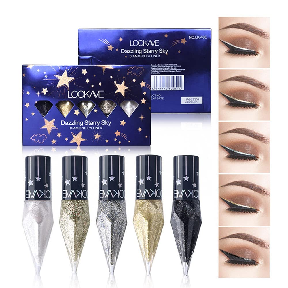 Go Ho front packaging showing five glitter eyeliner pens and variety