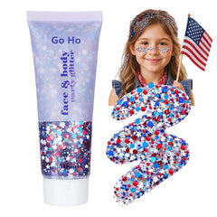 Go Ho front packaging showing patriotic glitter stick for easy application