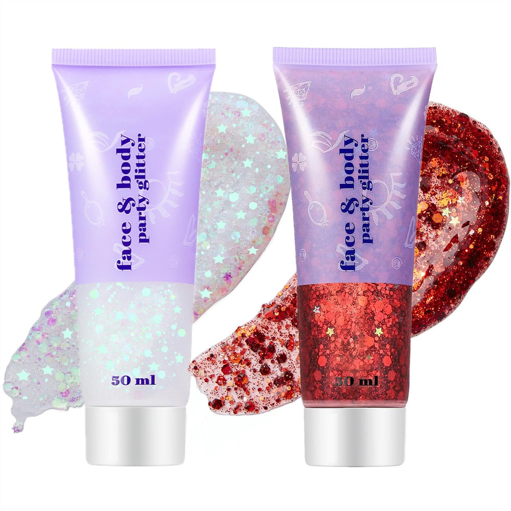 Go Ho front packaging showing red and white glitter set benefit bold color