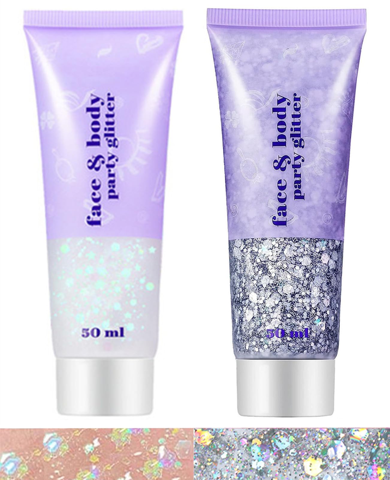 Go Ho front packaging showing silver and white glitter set and festival-ready benefit