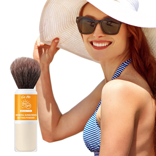 Go Ho front packaging showing compact brush design and SPF 50 benefit