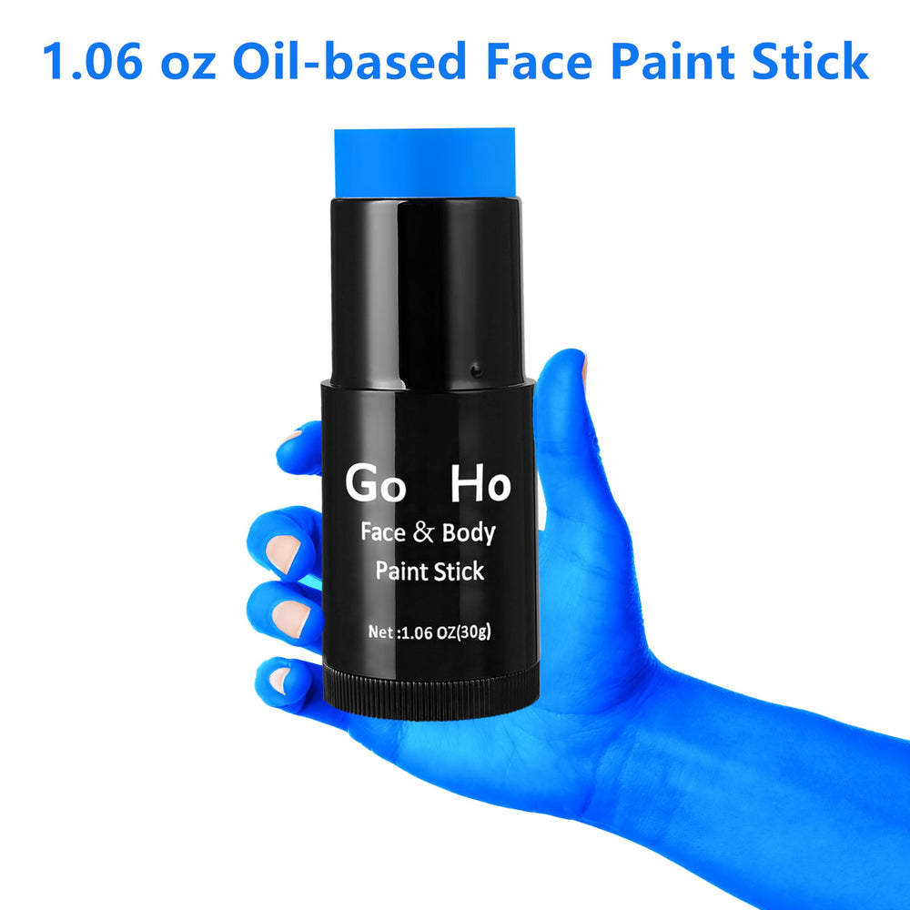 Go Ho full-face cosplay application portraying intense royal blue coverage for costume use