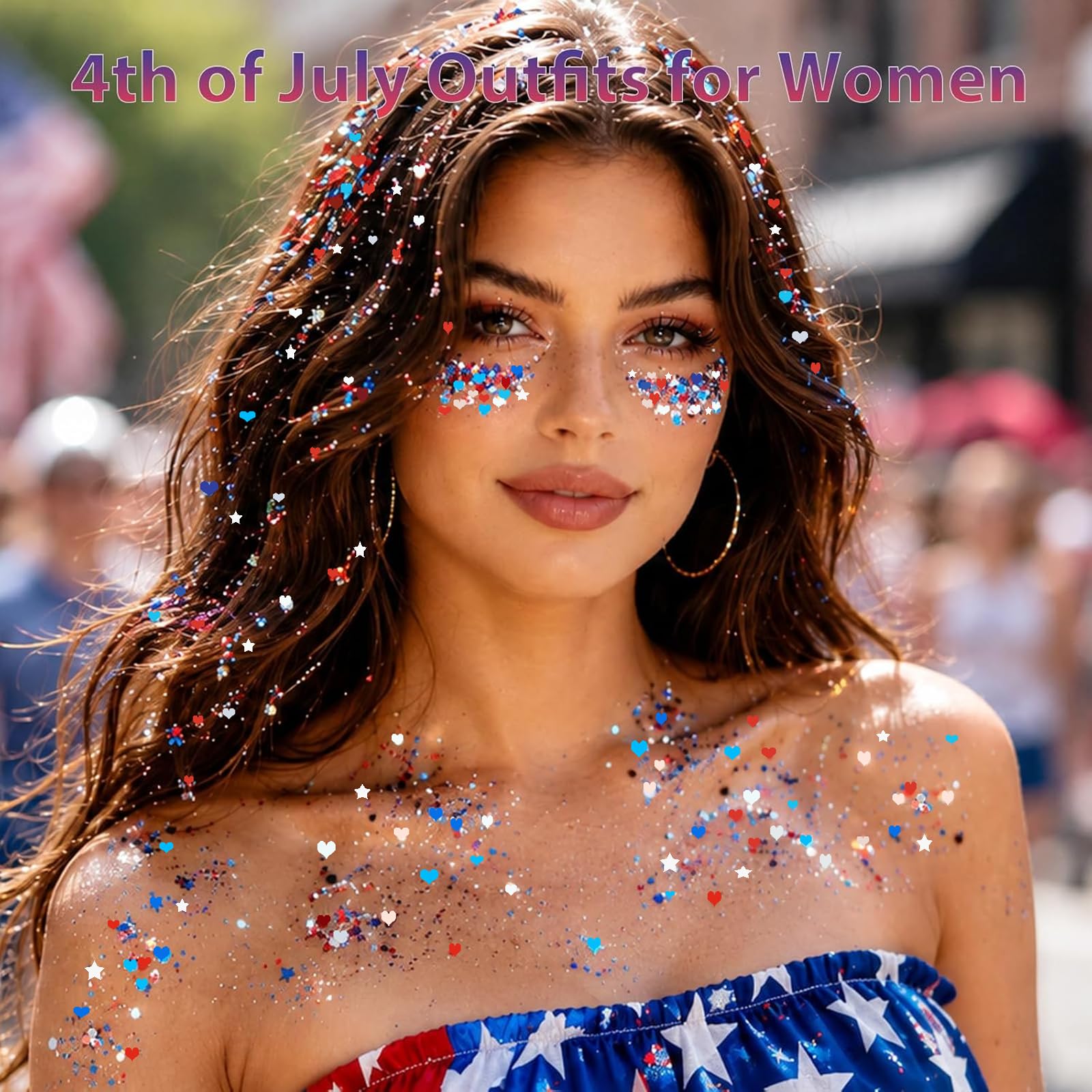 Go Ho glitter woven into hair braid adding colorful stars and hearts for standout style