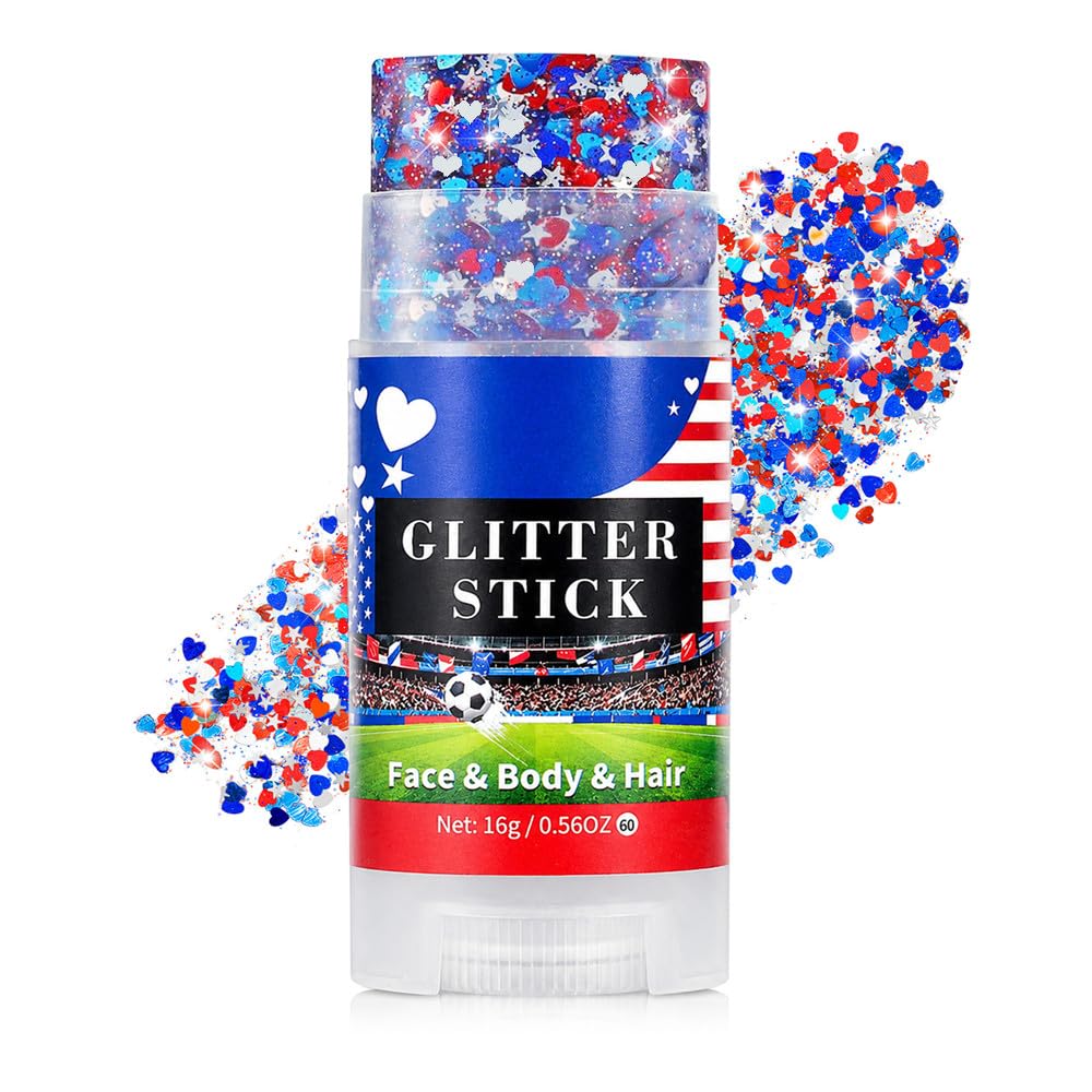 Go Ho glitter stick front packaging showing patriotic colors and benefits