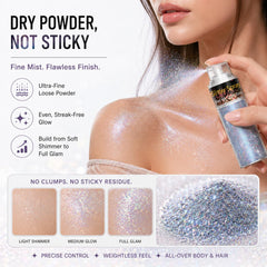 Go Ho ultra-fine glitter texture close-up showing smooth sparkle
