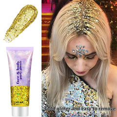 Go Ho glitter used in nail art showing precise placement and metallic finish