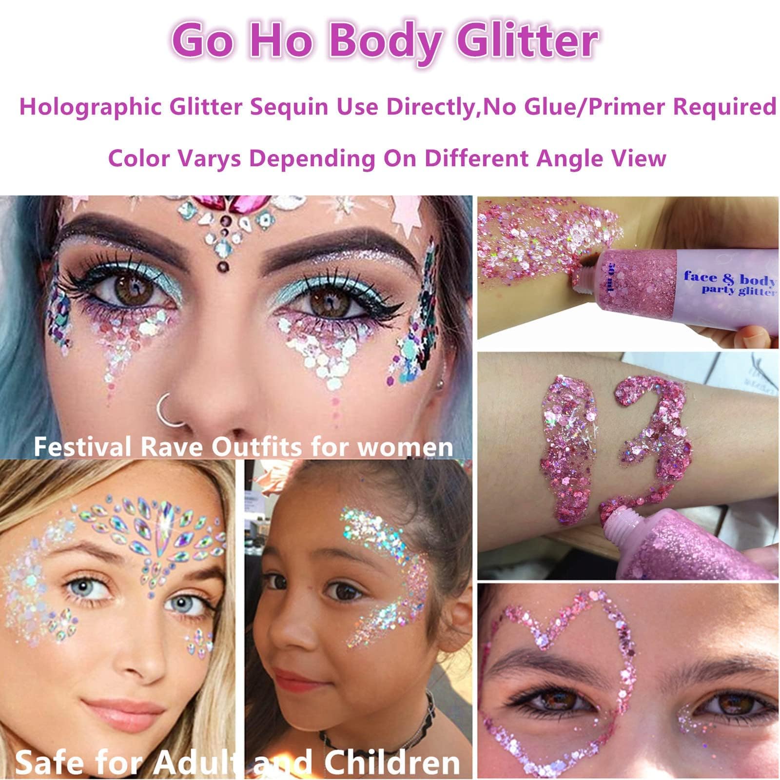 Go Ho hair application streak with blue glitter, adds sparkle and dimension