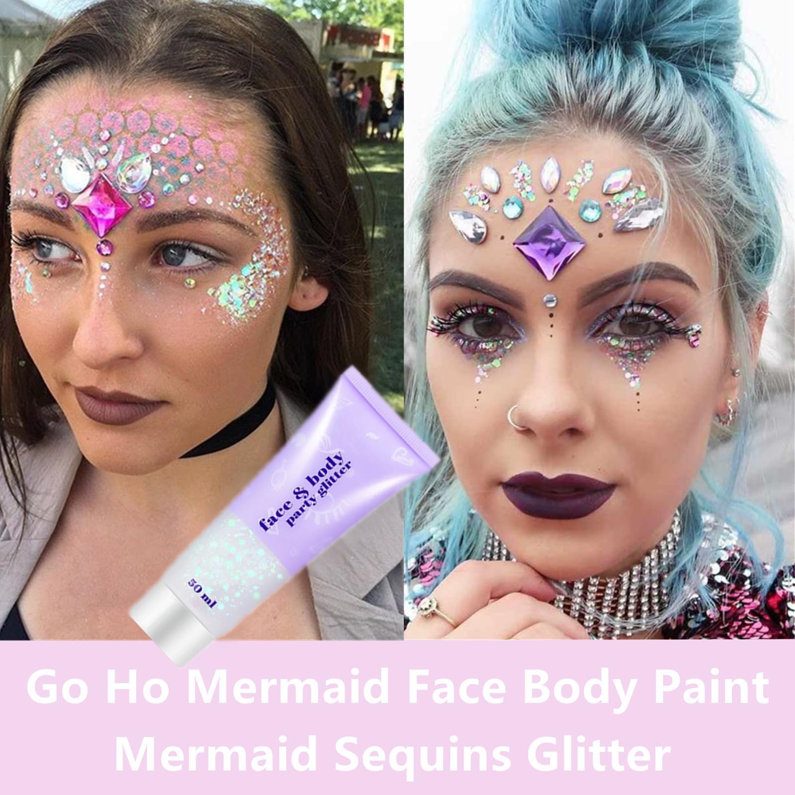 Go Ho glitter in hair parting highlighting rainbow shimmer and hold
