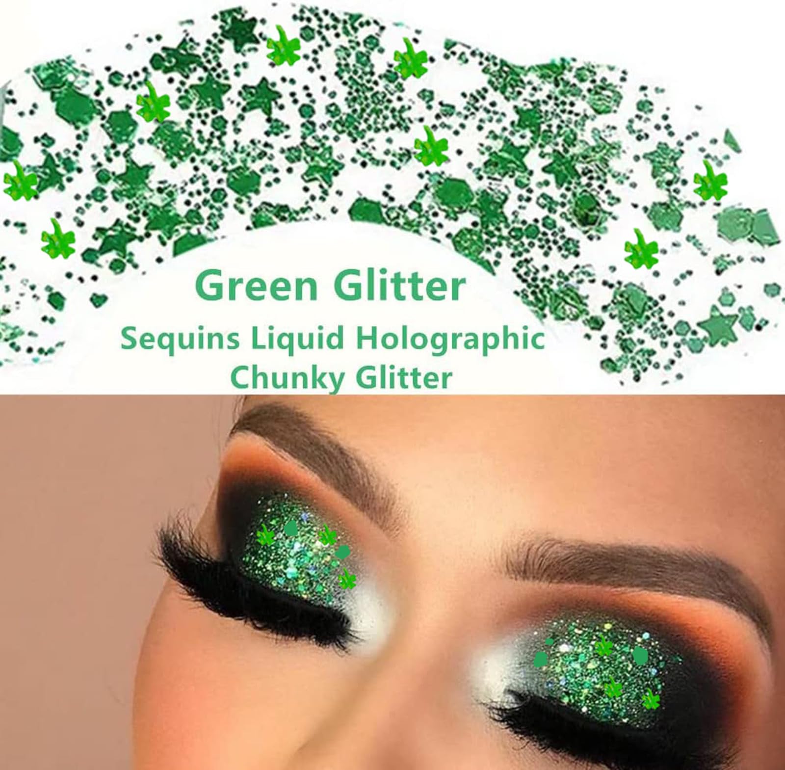 Go Ho glitter applied at hair roots illustrating quick accent and holding power