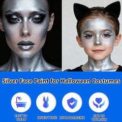 Go Ho metallic silver applied with brush on arm, demonstrating precise application and opaque coverage
