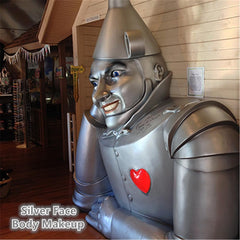 Go Ho metallic silver full-face cosplay on model, creating striking reflective stage look
