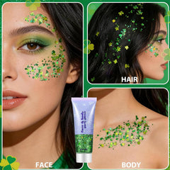 Go Ho model with glitter on cheek demonstrating long-lasting festival-ready sparkle