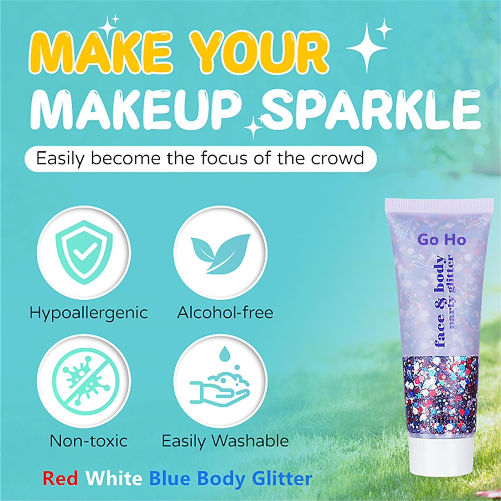 Go Ho glitter stick with 4th of July props showcasing celebration-ready finish