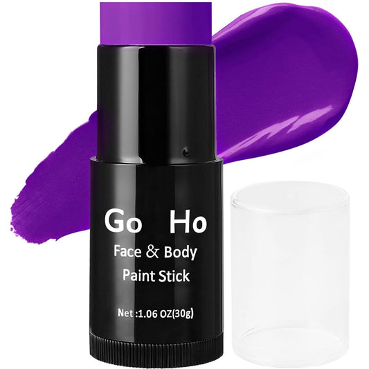 Go Ho purple stick front view showing label and full coverage color