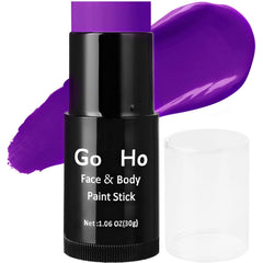 Go Ho purple stick front view showing label and full coverage color