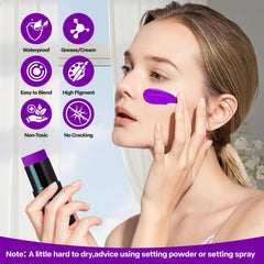 Go Ho stick in use on face creating bold purple cosplay look