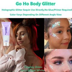 Go Ho removing glitter with soap and water showing easy gentle cleanup