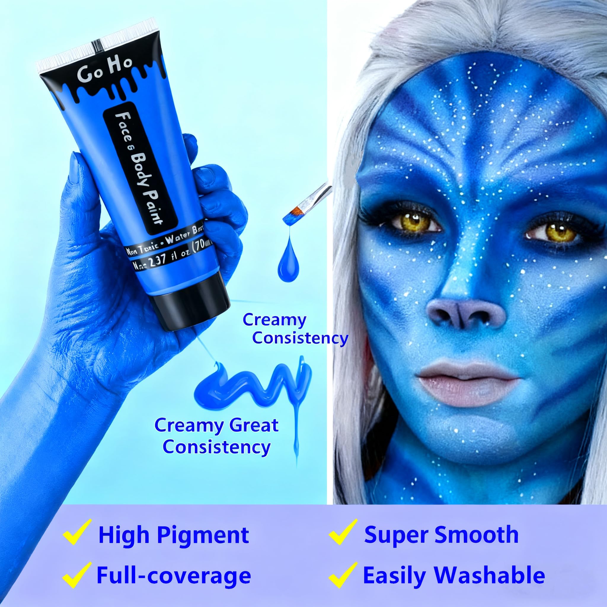Go Ho royal blue sponge blending demo showing smooth gradient and quick coverage