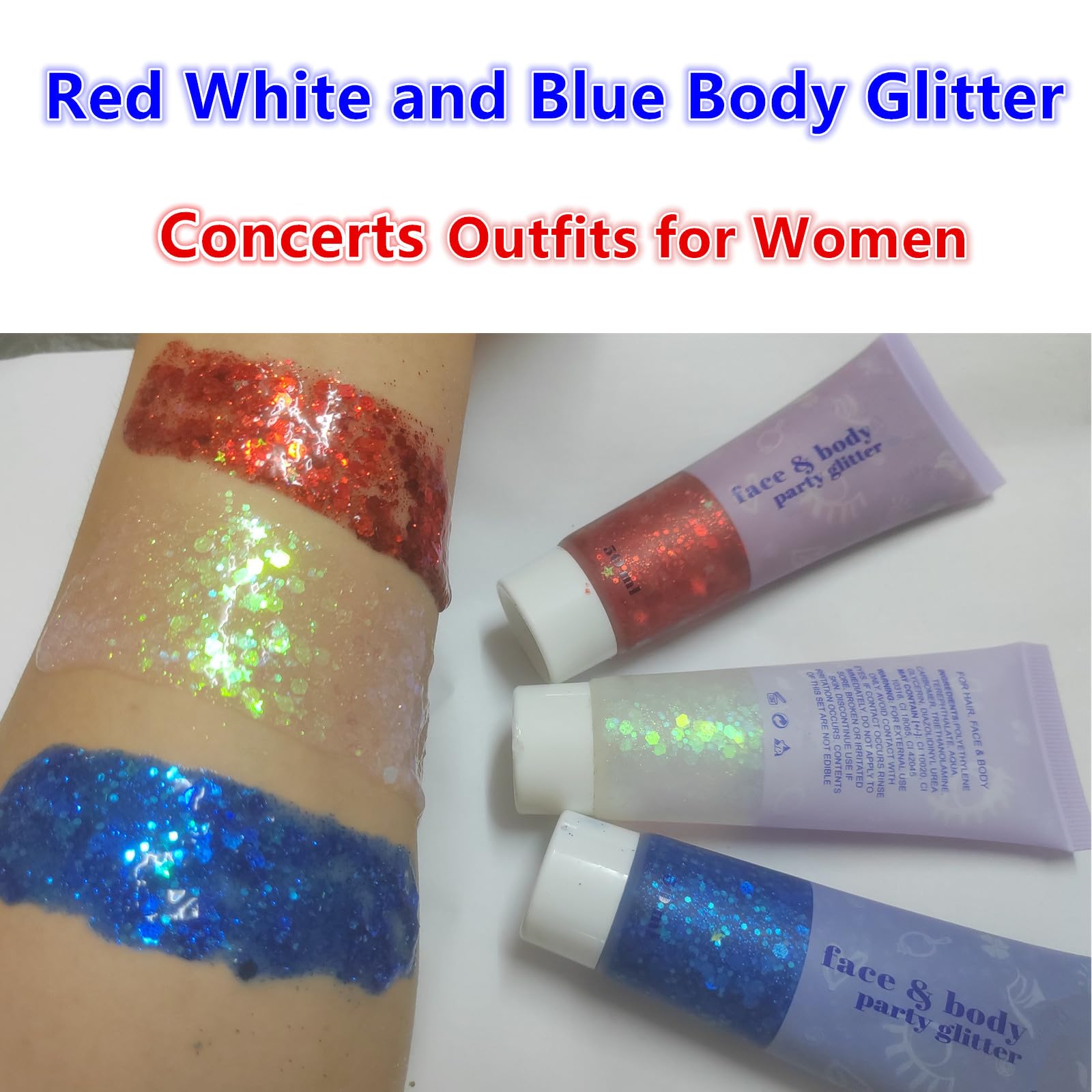 Go Ho model at concert wearing glitter set for standout performance look