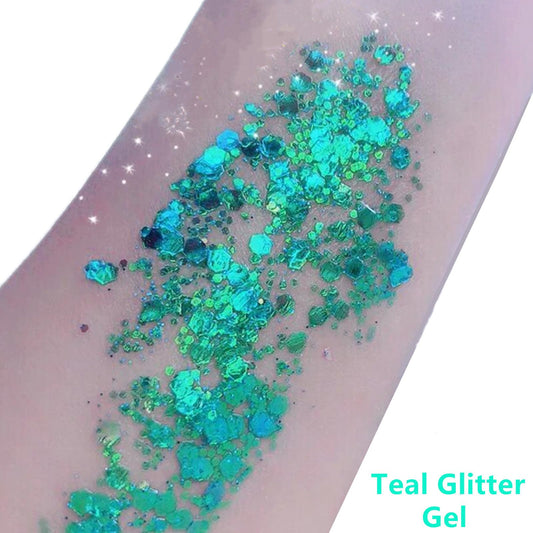 Go Ho close-up of holographic sequins showing multi-size sparkle and texture benefit