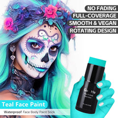 Go Ho teal paint with brush and sponge showing tools for precise blending