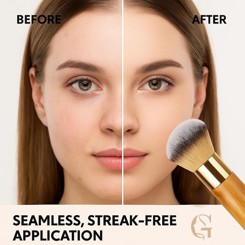 GOERTI brush buffing tanning mousse on body for smooth coverage
