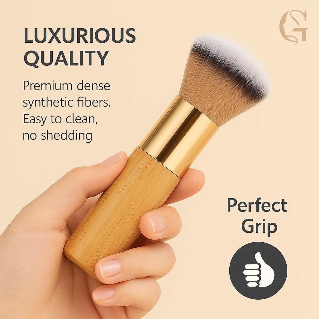 GOERTI brush applying self-tanner on face for streak-free finish