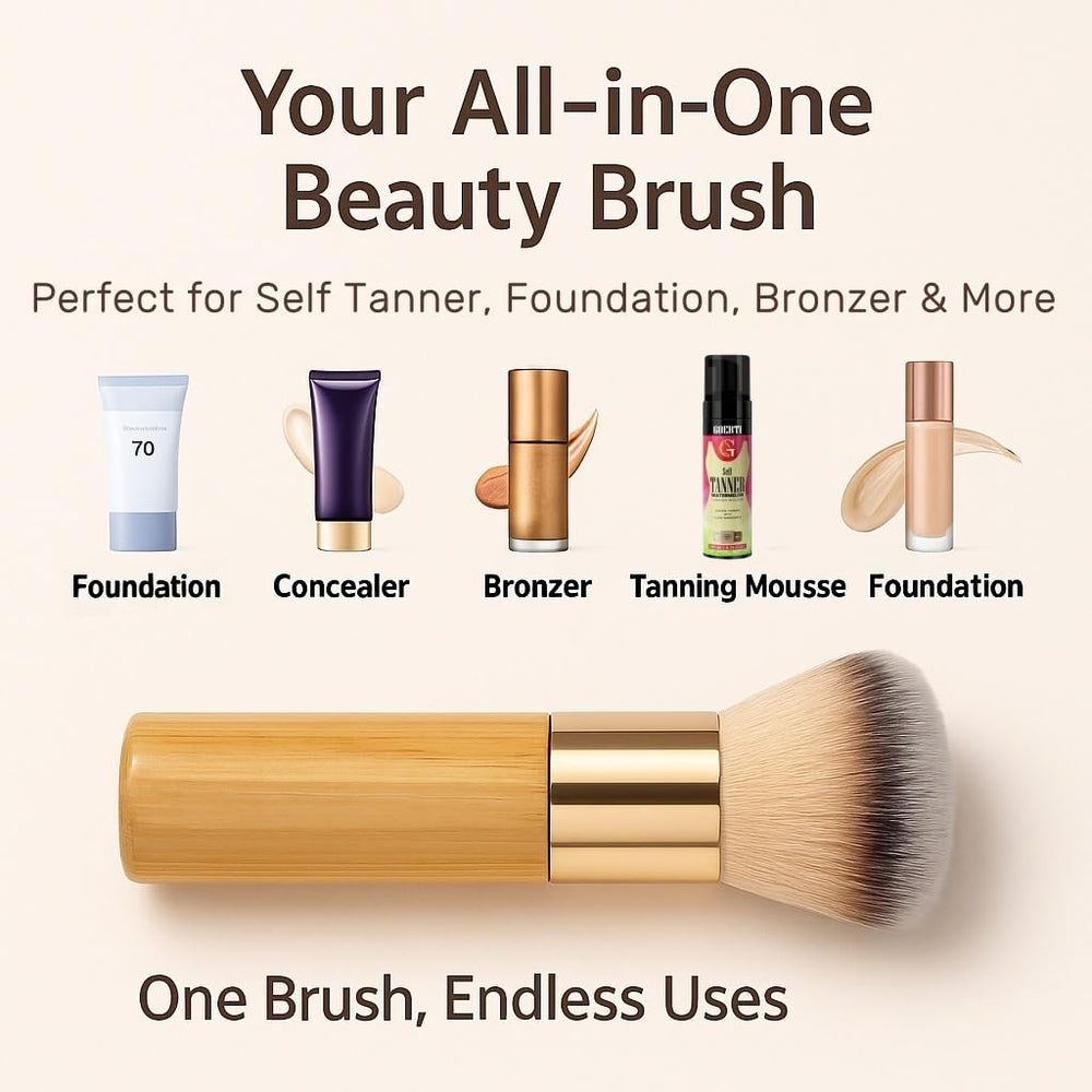 GOERTI brush powder swatch comparison demonstrating even product pickup