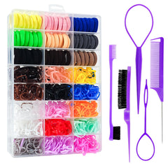 Goffing front view of full hair accessory kit showing organized contents and variety