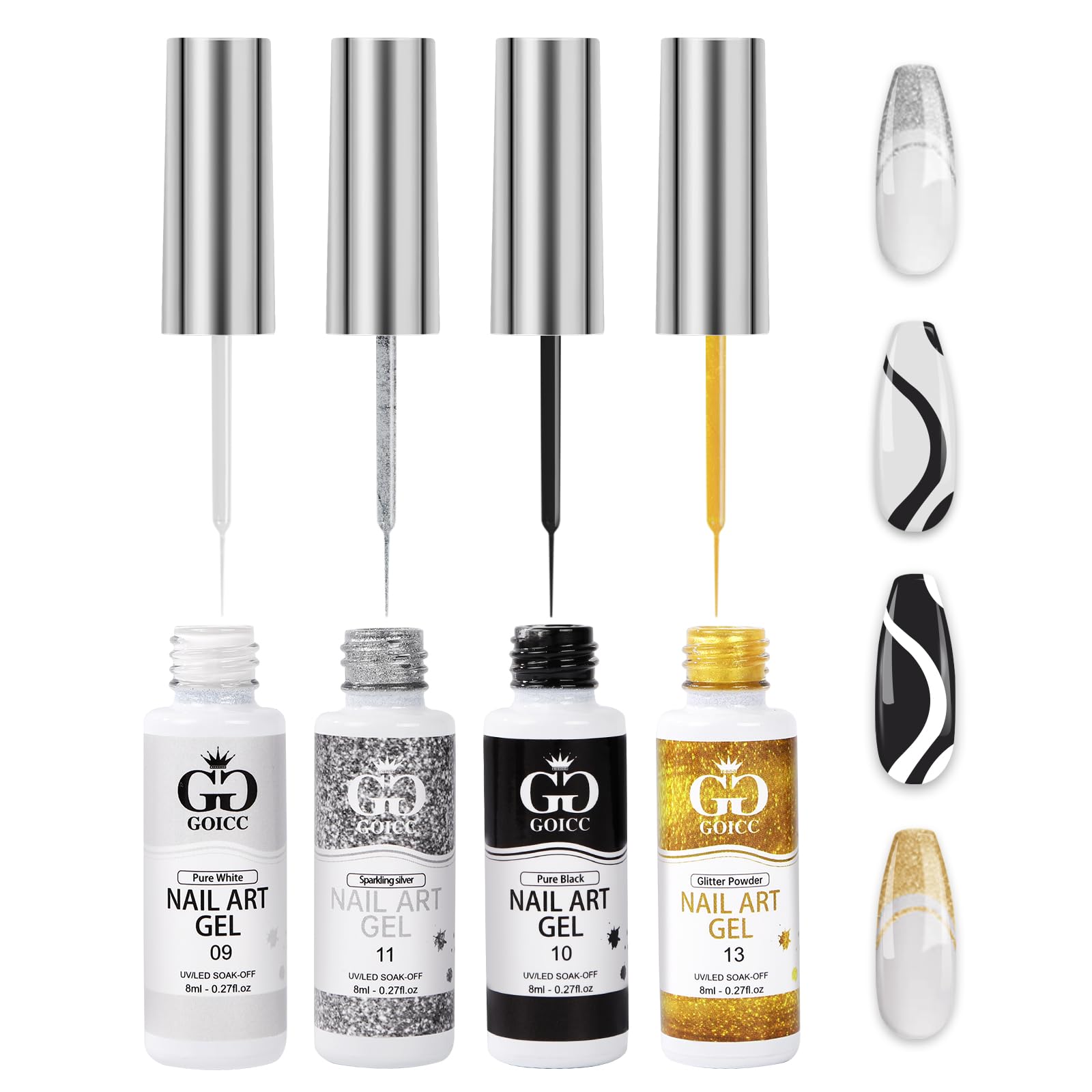 GOICC front packaging showing four 8ml gels and benefits