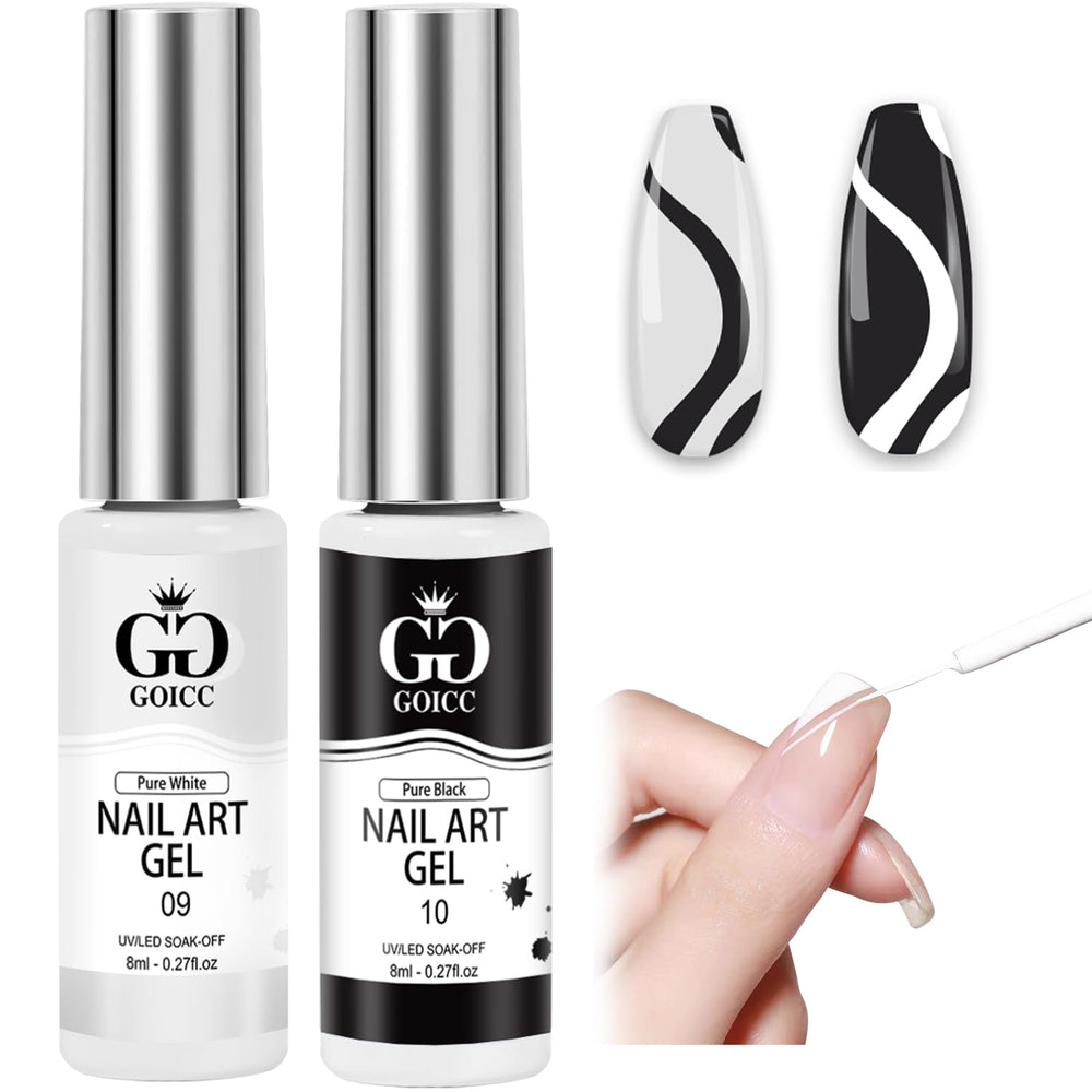 GOICC front packaging showing black and white gel liners, clear compact kit benefit