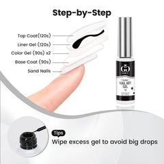 GOICC lifestyle shot of finished manicure, stylish monochrome nails for everyday wear
