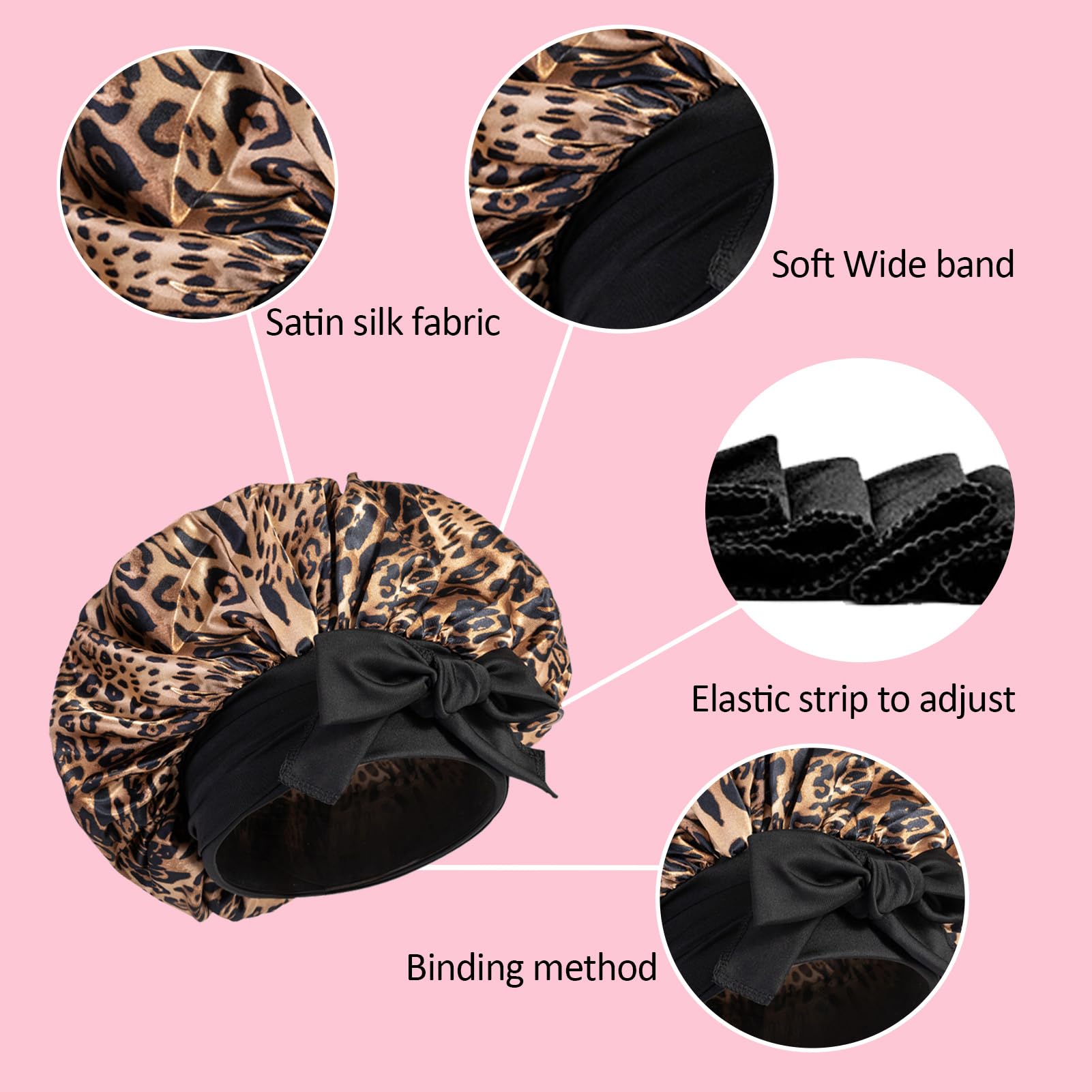 Goiple bonnet detail on pink fabric protecting hair and preserving style