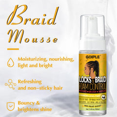 Goiple braid mousse and wax size comparison showing travel-ready convenience