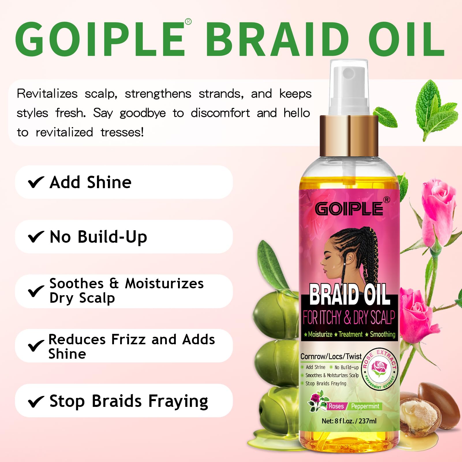 Applying Goiple oil to scalp parting to soothe and hydrate