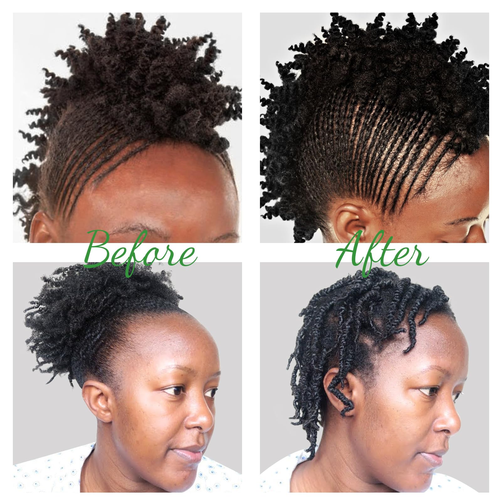 Close-up of edges after Goiple oil for smoother, defined hairline
